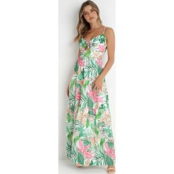 Zielona Sukienka Gouin. Zielone sukienki damskie Born2be, na wesele, na lato, s, z aplikacjami, eleganckie, bez kołnierzyka, bez ramiączek, maxi, rozkloszowane. Za 29.99 zł.