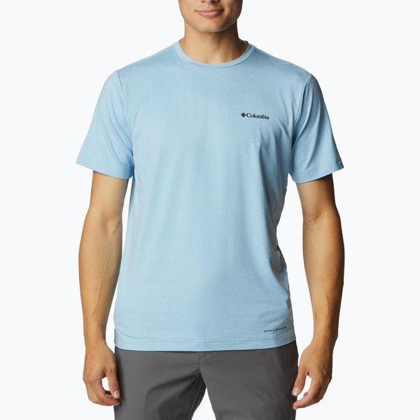 Koszulka trekkingowa męska Columbia Tech Trail Graphic. Niebieskie koszulki sportowe męskie Columbia, m, bez wzorów, bez kołnierzyka, bez ramiączek, trekkingowe. Za 89.99 zł.