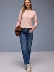 Street One Damska koszulka z długim rękawem Kobiety Bawełna (100%) pomarańczowy w paski, 42. Brązowe t-shirty damskie Street One, bez wzorów, z bawełny, street, bez kołnierzyka. Za 149.95 zł.