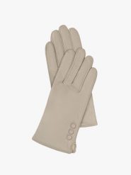 Beżowe rękawiczki ze skóry licowej. Brązowe rękawiczki damskie Ryłko, bez wzorów, ze skóry, eleganckie. Za 129.99 zł.