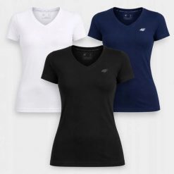 T-SHIRT DAMSKI 4F KOSZULKA SPORTOWA ZESTAW KOMPLET 3 SZTUKI XS F3307 SS26. Koszulki sportowe damskie 4f, uniwersalny, bez wzorów, z bawełny, bez kołnierzyka, bez ramiączek, na fitness i siłownię. Za 119.97 zł.
