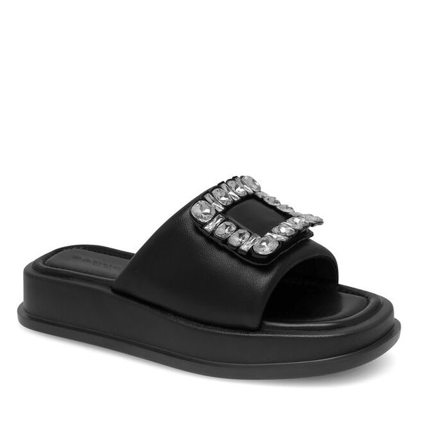 Klapki Badura. Czarne klapki damskie Badura, bez wzorów, bez obcasa. Za 229.99 zł.