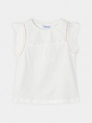 Mayoral Top 3094 Biały Regular Fit. Białe t-shirty i topy dla dziewczynek Mayoral, bez wzorów, z bawełny, bez ramiączek. Za 49.99 zł.