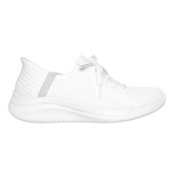 Buty do chodzenia damskie Skechers Slip-ins: Ultra Flex 3.0 Brilliant. Białe trampki i tenisówki damskie Skechers, bez wzorów, z dzianiny, bez zapięcia. Za 612.00 zł.