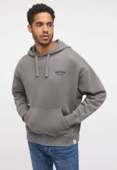 MĘSKA BLUZA Z KAPTUREM MUSTANG LOGO Bennet Back Print Charcoal Gray 1014166 4063. Szare bluzy męskie Mustang, m, bez wzorów, z kapturem. Za 149.99 zł.