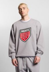 Bluza sportowa męska Prosto Shield Big bez kaptura. Szare bluzy męskie Prosto., m, z aplikacjami, z bawełny, bez kaptura. Za 215.99 zł.
