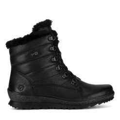 Botki Remonte. Czarne botki damskie Remonte, bez obcasa, na płaskiej podeszwie, bez zapięcia. Za 335.99 zł.