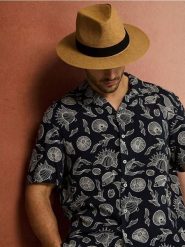 Kapelusz typu fedora - beżowy. Brązowe czapki i kapelusze męskie Sinsay, bez wzorów. Za 19.99 zł.