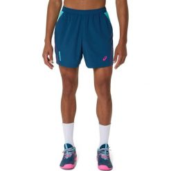 7-calowe spodenki Asics Court. Niebieskie krótkie spodenki sportowe męskie Asics, m, bez wzorów, z materiału, tenisowe. Za 256.00 zł.