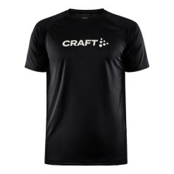 Koszulka Craft Core Essence Logo. Czarne koszulki sportowe męskie Craft, bez wzorów, bez kołnierzyka, bez ramiączek, do biegania. Za 141.87 zł.