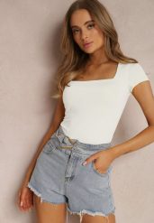 Biała Bluzka Lithishis. Białe bluzki damskie Renee, l, bez wzorów, z dzianiny, bez kołnierzyka, bez ramiączek. Za 79.99 zł.