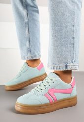 Jasnozielone Sneakersy w Stylu Kultowych Tenisówek z Ozdobnymi Przeszyciami Alanithra. Zielone obuwie sportowe damskie Born2be, bez wzorów, z jeansu, tenisowe. Za 89.99 zł.