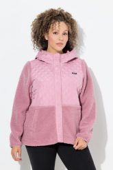Damskie kurtka polarowa pikowanie kaptur zatrzaski. Czerwone kurtki damskie Ulla Popken, plus size, bez wzorów, z materiału, z kapturem. Za 389.99 zł.