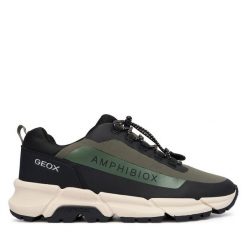 Sneakersy Geox. Zielone trampki i tenisówki chłopięce Geox, bez wzorów, bez zapięcia. Za 389.99 zł.