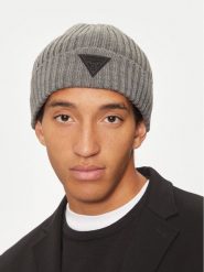 Guess Czapka AM9460 WOL01 Szary. Szare rękawiczki męskie Guess, na zimę, z aplikacjami, z materiału. Za 199.99 zł.
