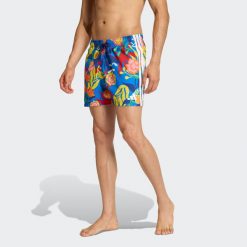 Szorty do pływania Mexicana Florals z 3 paskami o długości nogawki 12,7 cm. Białe krótkie spodenki sportowe męskie Adidas, l, bez wzorów, z materiału, do pływania. Za 199.00 zł.