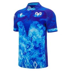 Koszulka Ospreys Euro. Niebieskie koszulki sportowe męskie Macron, bez wzorów, bez kołnierzyka, bez ramiączek. Za 441.50 zł.