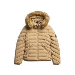 Damska kurtka z kapturem Superdry Fuji. Brązowe kurtki damskie Superdry., bez wzorów, z puchu, z kapturem. W wyprzedaży za 539.40 zł.