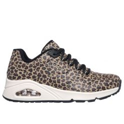 Buty Skechers UNO Kat Neato Leopard. Brązowe obuwie sportowe damskie Skechers, bez wzorów, z materiału, do biegania. Za 410.60 zł.