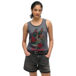 Top bez rękawów z odkrytymi ramionami dla kobiet Superdry Neo Trad Tattoo. Czarne bielizna termoaktywna damska Superdry., bez wzorów, bez ramiączek. W wyprzedaży za 145.75 zł.