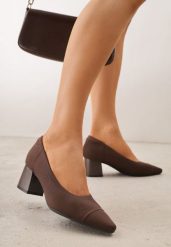 Brązowe Czółenka VICES ze Sportowej Tkaniny na Słupku Waesbella. Brązowe czółenka damskie Born2be, bez wzorów, z materiału, sportowe, z otwartym noskiem, bez obcasa, na słupku, bez zapięcia. Za 119.99 zł.