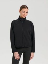 Bluza na zamek ze stójką - czarny. Czarne bluzy damskie Sinsay, l, bez wzorów, bez kaptura. W wyprzedaży za 19.99 zł.