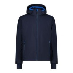 Kurtka narciarska z materiału serżowego CMP. Niebieskie kurtki snowboardowe męskie CMP, bez wzorów, bez kaptura, narciarskie. W wyprzedaży za 349.99 zł.