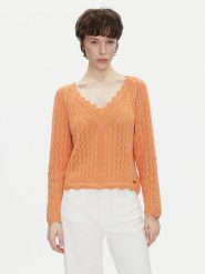 Pepe Jeans Sweter Olya PL702288 Pomarańczowy Regular Fit. Brązowe swetry damskie Pepe Jeans, xs, bez wzorów, z bawełny, bez kołnierzyka, bez ramiączek, bez kaptura. Za 209.99 zł.