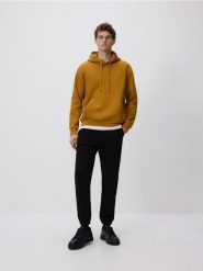 Bluza regular z kapturem - bursztynowy. Pomarańczowe bluzy męskie Reserved, l, bez wzorów, z bawełny, z kapturem. Za 129.99 zł.
