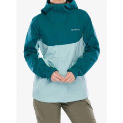 Kurtka przeciwdeszczowa damska Columbia Wahkeena Falls 3L Shell. Zielone kurtki sportowe damskie Columbia, l, bez wzorów, bez kaptura, trekkingowe. Za 608.99 zł.