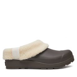 Klapki Hunter. Brązowe klapki damskie Hunter, bez wzorów, bez obcasa. Za 169.99 zł.