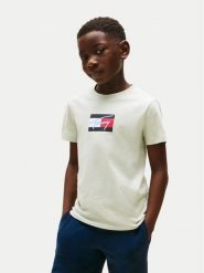 Tommy Hilfiger T-Shirt Script Flag KB0KB09725 Zielony Regular Fit. Zielone t-shirty dla chłopców Tommy Hilfiger, bez wzorów, z bawełny, bez ramiączek. Za 69.99 zł.
