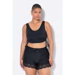 Damskie Kąpielówki szeroka nogawka laserowo przycinany brzeg elastyczny pas. Czarne bikini damskie Ulla Popken, plus size, bez wzorów, plus size. Za 139.99 zł.