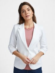 Fransa Marynarka 20604689 Biały Regular Fit. Białe żakiety damskie Fransa, l, bez wzorów, z syntetyku. Za 159.99 zł.