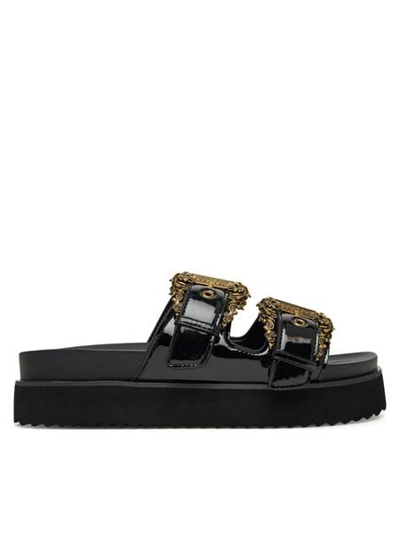 Versace Jeans Couture Klapki 80VA3SM1 ZS190 899 Czarny. Czarne klapki damskie Versace Jeans Couture, bez wzorów, z jeansu, bez obcasa. Za 566.99 zł.