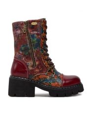Laura Vita Botki Kleo 05 Bordowy. Czerwone botki damskie Laura Vita, ze skóry, bez obcasa, na słupku, bez zapięcia. Za 589.99 zł.