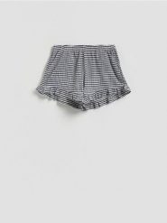 Szorty w kratkę - granatowy. Niebieskie szorty damskie Reserved, l, bez wzorów, z dzianiny. Za 59.99 zł.