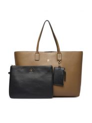 Tommy Hilfiger Torebka Th Icon Tote AW0AW18173 Brązowy. Brązowe torebki do ręki damskie Tommy Hilfiger, bez wzorów, ze skóry, bez dodatków. Za 649.99 zł.