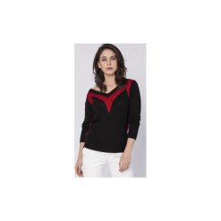 Sweter z głębokim dekoltem, SWE142 czarny/czerwony MKM. Swetry damskie Mkm swetry. Za 138.00 zł.