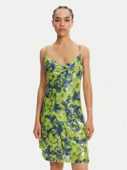 Versace Jeans Couture Sukienka koktajlowa 78HAO9B6 Zielony Slim Fit. Zielone sukienki damskie Versace Jeans Couture, bez wzorów, z jeansu, wizytowe, bez kołnierzyka, bez ramiączek. Za 969.99 zł.