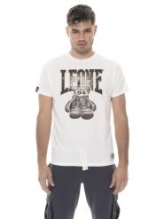 Męska koszulka bawełniana z krótkim rękawem i nadrukiem Leone 1947 Graphics. Białe koszulki sportowe męskie LEONE 1947 APPAREL, m, bez wzorów, z bawełny, bez kołnierzyka, bez ramiączek, na fitness i siłownię. Za 147.35 zł.
