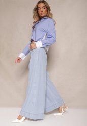 Jasnoniebieskie Szerokie Jeansy z Bawełny High Waist Cohna. Niebieskie jeansy damskie Renee, z podwyższonym stanem. Za 99.99 zł.