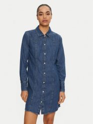 Wrangler Sukienka jeansowa 112356498 Niebieski Regular Fit. Niebieskie sukienki damskie Wrangler, m, bez wzorów, z bawełny, bez kołnierzyka, bez ramiączek. Za 209.99 zł.