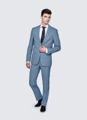 PAKO LORENTE – Niebieskie męskie spodnie garniturowe w kratkę. Niebieskie eleganckie spodnie męskie Pako Lorente, m, bez wzorów, z elastanu. Za 149.99 zł.