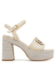 Guess Espadryle FLJFML LEA03 Beżowy. Brązowe sandały damskie Guess, z aplikacjami, ze skóry, bez obcasa, bez zapięcia. Za 469.99 zł.