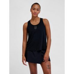 Lekki top damski Hummel Court. Czarne koszulki sportowe damskie Hummel, bez wzorów, sportowe, bez kołnierzyka. Za 133.50 zł.