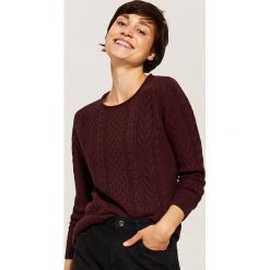 Sweter z warkoczami - Bordowy. Czerwone swetry damskie House. Za 89.99 zł.