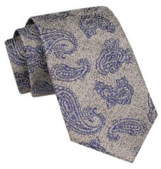 Modny Krawat Męski - Alties - Beż ze Wzorem Paisley. Krawaty i muchy Alties, bez wzorów, z tkaniny, eleganckie. Za 49.00 zł.