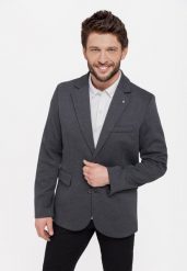 Marynarka casual JB-ANTON. Szare marynarki męskie Volcano, bez wzorów, z dzianiny, casualowe. Za 329.99 zł.