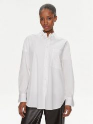 Hugo Koszula 50515741 Biały Oversize. Białe bluzki damskie Hugo, bez wzorów, z bawełny, biznesowe, bez kołnierzyka, bez ramiączek. Za 359.99 zł.